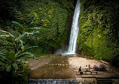 Waterfall in Lush Jungle