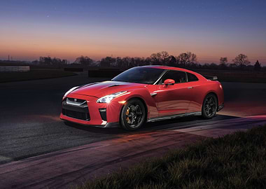 Red Nissan GT-R on Track
