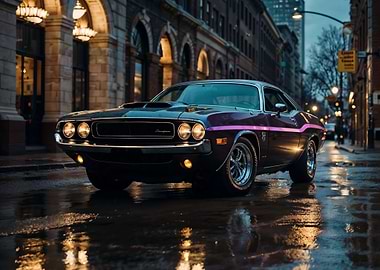 Classic Muscle Car in City