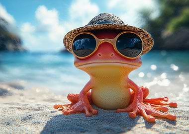 Cool Frog on Beach