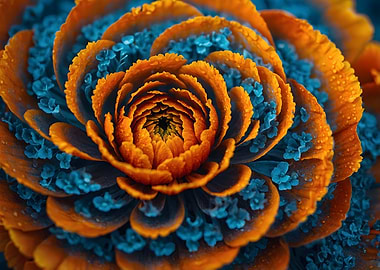 Orange and Blue Flower Macro