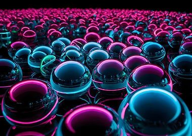 Neon Spheres Abstract