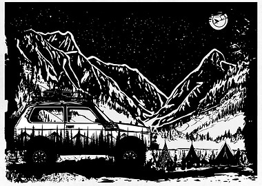 Night Camping in Mountains