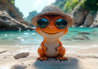 Cool Lizard on Beach