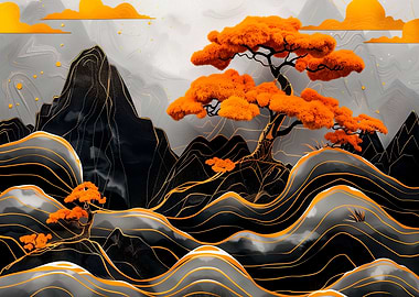 Golden Mountain Landscape