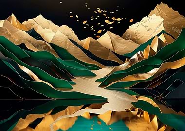 Golden Mountain Landscape