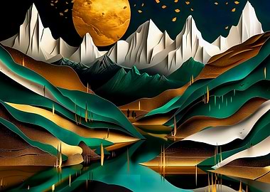 Papercut Mountain Landscape