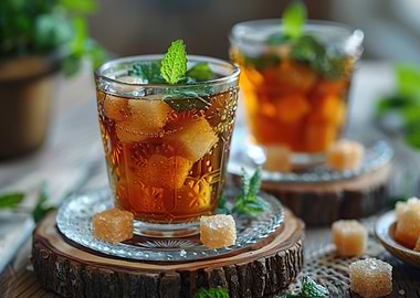 Mint Tea with Sugar Cubes