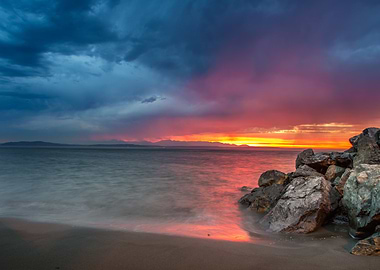 Sunset Seascape with Rocks