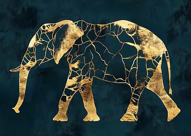 Gold Elephant Silhouette