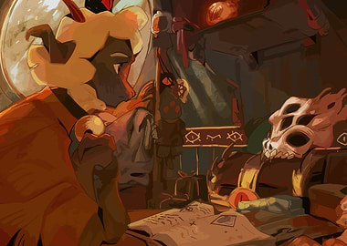 Anthropomorphic Figure with Skull