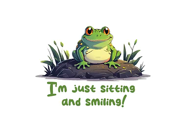 Smiling Frog sitting on a Rock Illustration