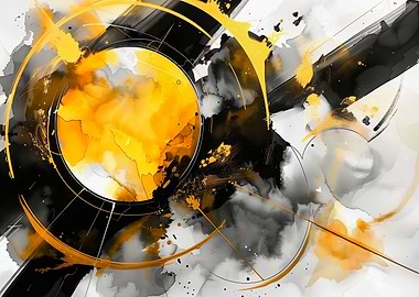 Abstract Yellow and Black Art