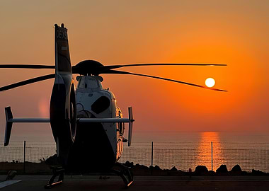 Helicopter Sunset Silhouette