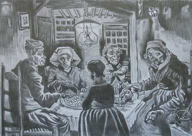 Potato Eaters Drawing