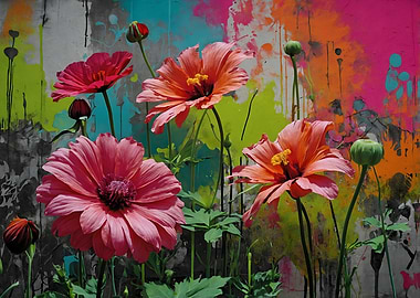 Floral Art with Colorful Background