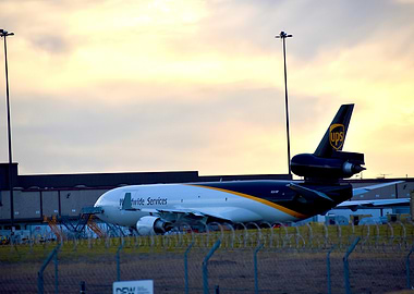 UPS Cargo Plane at Sunset