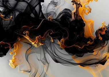 Abstract Black and Gold Ink