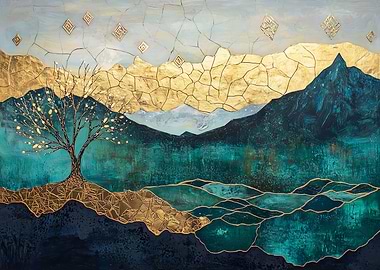 Golden Mountain Landscape