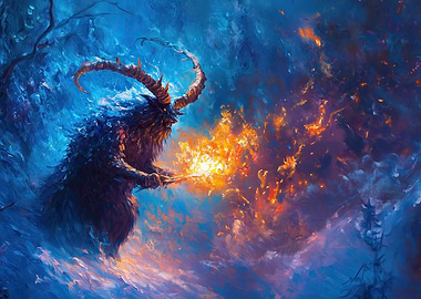 Demonic Figure with Fire