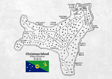 Handdrawn Map of Christmas Island