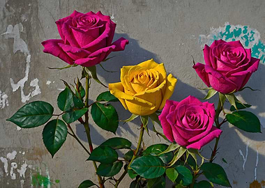 Yellow and Pink Roses
