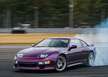 Purple Nissan 300ZX Drifting' Poster, picture, metal print, paint