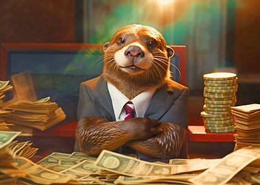 Otter in Suit with Money