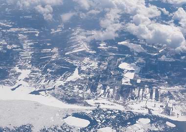 Aerial View of Snowy Landscape
