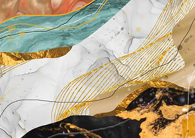 Abstract Gold & Marble Art