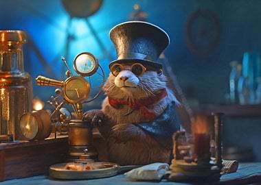Steampunk Otter Astronomer