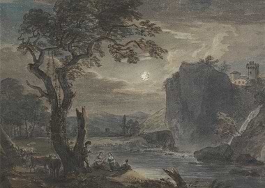 Moonlit River Landscape