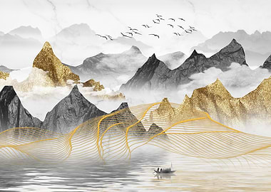 Golden Mountain Landscape
