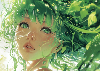 Anime Girl with Green Hair