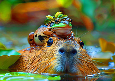 Capybara with a Frog