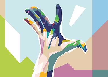Colorful Hand Reaching Up