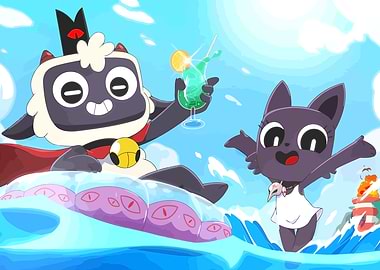 Cartoon Characters on Beach