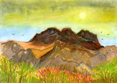 Rocky Mountain Watercolor Landscape