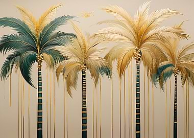 Golden Palm Trees art deco