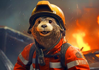 Brave Firefighter Otter