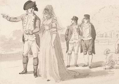18th Century Couple with Attendants