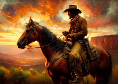 Cowboy at Sunset