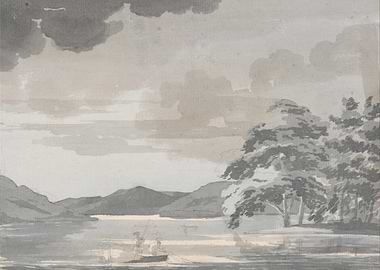 Lake Landscape with Boat