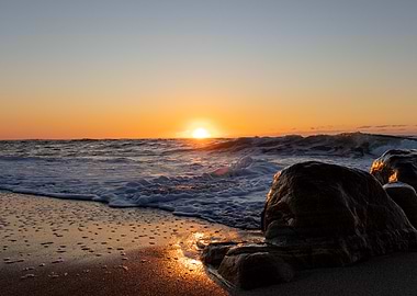 Sunset Seascape with Rocks