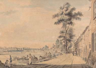 Riverfront Scene with Figures