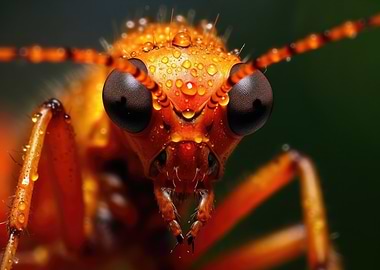 Macro Insect with Dew Drops