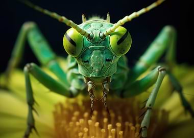 Green Praying Mantis Close-Up