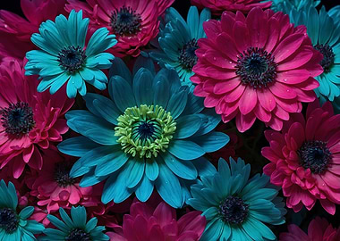 Blue and Pink Flowers