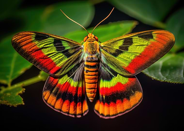 Colorful Moth on Leaf