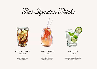 Bar Signature Drinks Illustration